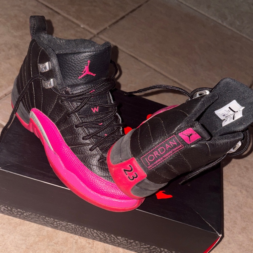 Jordan Women's Black and Hot Pink Sneakers